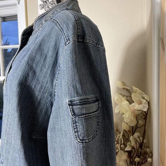 SagHarbor Blue Jean Jacket Womens 22W Denim Button Up Pockets - Picture 5 of 8